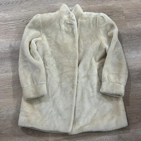 Vintage Dasco Faux fur cream mid length coat jacket mob wife fuzzy women’s small - Picture 8 of 14